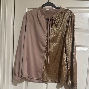 Elegant Leopard Print Blouse - Tan and Brown